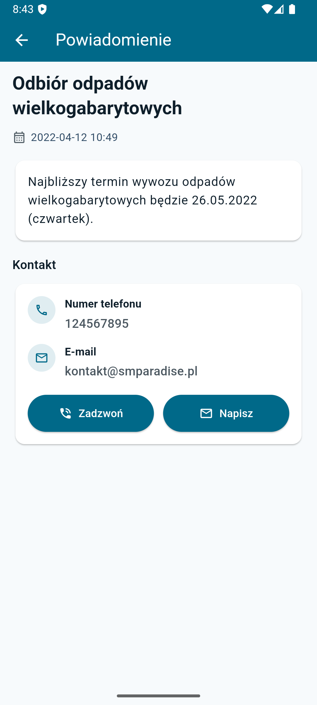 Ekran aplikacji mobilnej MojaSpółdzielnia